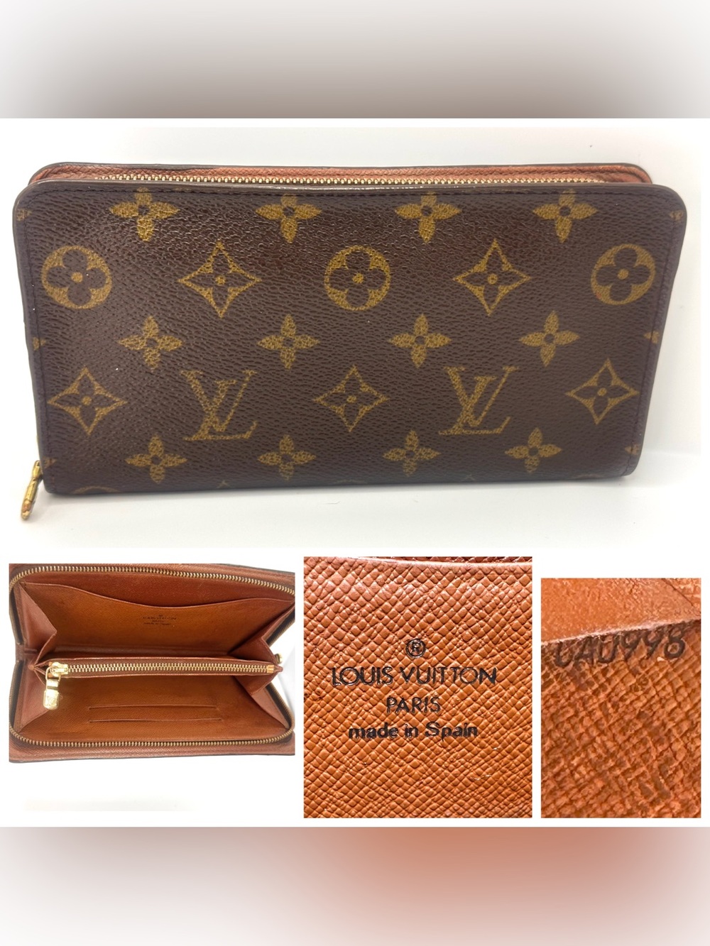 Louis Vuitton Monogram Zippy Zip Around Wallet No Peelings Good Condition CA0998